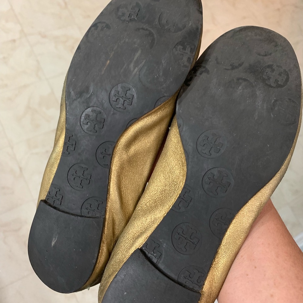 Tory Burch Gold Reva Flats - Picture 4 of 4